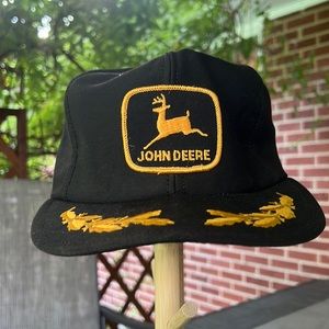 Vintage John Deere Patch Gold Leaf Scrambled Eggs Snapback Hat Cap Made in USA